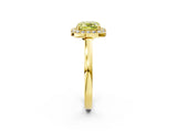 Yellow gold Fancy Yellow Cushion Cut Halo Diamond Ring with Solitaire Band and Prong Setting_2