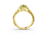 Yellow gold Fancy Yellow Cushion Cut Halo Diamond Solitaire with Filigree Band and Four-Prong Setting_3