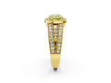 Yellow gold Fancy Yellow Cushion Cut Halo Diamond Split Shank Ring with Prong Setting_14