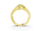 Yellow gold Fancy Yellow Cushion Cut Halo Diamond Split Shank Ring with Prong Setting_15