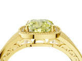 Yellow gold Fancy Yellow Cushion Cut Halo Diamond Split Shank Ring with Prong Setting_16