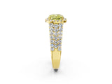 Yellow gold Fancy Yellow Cushion Cut Halo Pavé Diamond Engagement Ring with Split Shank and Four-Prong Setting_5