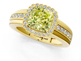 Yellow gold Fancy Yellow Cushion  Cut Halo Pave Band Four-Prong Ring_50