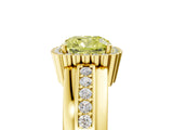 Yellow gold Fancy Yellow Cushion  Cut Halo Pave Band Four-Prong Ring_54