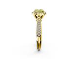Yellow gold Fancy Yellow Cushion  Cut Halo Pave Band Four-Prong Setting Ring_38