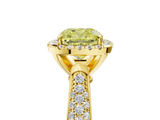 Yellow gold Fancy Yellow Cushion  Cut Halo Pave Band Four-Prong Setting Ring_41