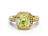 Yellow gold Fancy Yellow Cushion  Cut Halo Pave Split Shank Prong Setting Ring_32