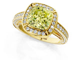 Yellow gold Fancy Yellow Cushion  Cut Halo Pave Split Shank Prong Setting Ring_33