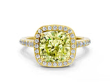 Yellow gold Fancy Yellow Cushion Cut Halo Round Diamond Pavé Band with Four-Prong Setting_3