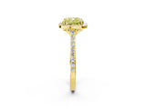 Yellow gold Fancy Yellow Cushion Cut Halo Round Diamond Pavé Band with Four-Prong Setting_5
