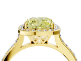 Yellow gold Fancy Yellow Cushion Cut Halo Round Diamond Pavé Band with Four-Prong Setting_7