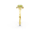 Yellow gold Fancy Yellow Cushion Cut Halo Round Diamond Solitaire Ring with Pavé Band and Four-Prong Setting_14