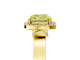 Yellow gold Fancy Yellow Cushion Cut Halo Round Diamond Twist Band with Four-Prong Setting_5