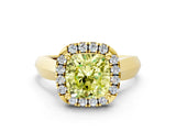 Yellow gold Fancy Yellow Cushion  Cut Halo Solitaire Engagement Ring with Square Band and Four-Prong Setting_114