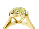 Yellow gold Fancy Yellow Cushion  Cut Halo Solitaire Engagement Ring with Square Band and Four-Prong Setting_118