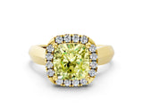 Yellow gold Fancy Yellow Cushion  Cut Halo Solitaire Engagement Ring with Square Band and Four-Prong Setting_66