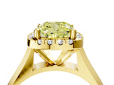 Yellow gold Fancy Yellow Cushion  Cut Halo Solitaire Engagement Ring with Square Band and Four-Prong Setting_70