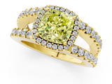 Yellow gold Fancy Yellow Cushion  Cut Halo Split Shank Diamond Ring with Four-Prong Setting_46
