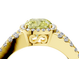 Yellow gold Fancy Yellow Cushion  Cut Halo Split Shank Diamond Ring with Four-Prong Setting_49