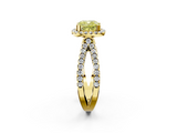 Yellow gold Fancy Yellow Cushion  Cut Halo Split Shank Pave Set Ring_64