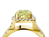 Yellow gold Fancy Yellow Cushion  Cut Halo Split Shank Pave Set Ring_66
