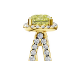 Yellow gold Fancy Yellow Cushion  Cut Halo Split Shank Pave Set Ring_67