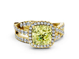 Yellow gold Fancy Yellow Cushion  Cut Halo Split Shank Prong Setting Ring_12