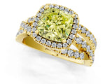 Yellow gold Fancy Yellow Cushion  Cut Halo Split Shank Prong Setting Ring_13