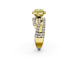 Yellow gold Fancy Yellow Cushion  Cut Halo Split Shank Prong Setting Ring_62
