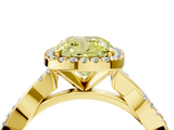 Yellow gold Fancy Yellow Cushion  Cut Halo Twisted Band Four-Prong Ring_24