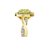 Yellow gold Fancy Yellow Cushion  Cut Halo Twisted Band Four-Prong Ring_25