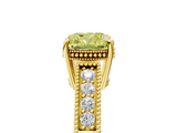 Yellow gold Fancy Yellow Cushion  Cut Milgrain Channel Set Engagement Ring with Solitaire Prong Setting_73