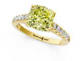 Yellow gold Fancy Yellow Cushion  Cut Pavé Band Solitaire Ring with Four-Prong Setting_23