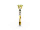 Yellow gold Fancy Yellow Cushion  Cut Pavé Band Solitaire Ring with Four-Prong Setting_24