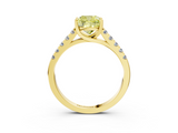 Yellow gold Fancy Yellow Cushion  Cut Pavé Band Solitaire Ring with Four-Prong Setting_25