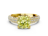 Yellow gold Fancy Yellow Cushion  Cut Pave Diamond Engagement Ring with Channel Set Band and Four-Prong Setting_20