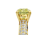 Yellow gold Fancy Yellow Cushion  Cut Pave Diamond Engagement Ring with Channel Set Band and Four-Prong Setting_25