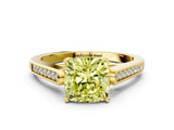 Yellow gold Fancy Yellow Cushion Cut Solitaire Cathedral Diamond Engagement Ring with Channel-Set Band and Four-Prong Setting_3