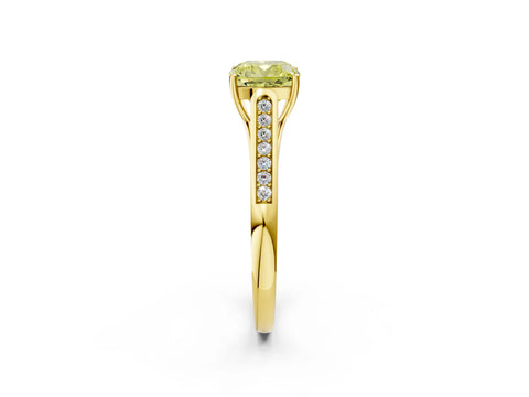 Yellow gold Fancy Yellow Cushion Cut Solitaire Cathedral Diamond Engagement Ring with Channel-Set Band and Four-Prong Setting_5