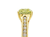 Yellow gold Fancy Yellow Cushion Cut Solitaire Cathedral Diamond Engagement Ring with Channel-Set Band and Four-Prong Setting_8