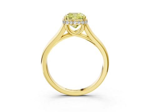 Yellow gold Fancy Yellow Cushion Cut Solitaire Diamond Engagement Ring with Four-Prong Setting and Tapered Band_3