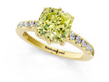Yellow gold Fancy Yellow Cushion Cut Solitaire Diamond Engagement Ring with Pavé Band and Six-Prong Setting_13