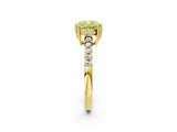 Yellow gold Fancy Yellow Cushion Cut Solitaire Diamond Engagement Ring with Pavé Band and Six-Prong Setting_14