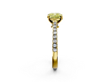 Yellow gold Fancy Yellow Cushion  Cut Solitaire Diamond Engagement Ring with Pave Band and Four-Prong Setting_148