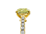 Yellow gold Fancy Yellow Cushion  Cut Solitaire Diamond Engagement Ring with Pave Band and Four-Prong Setting_151