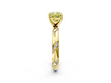 Yellow gold Fancy Yellow Cushion Cut Solitaire Diamond Engagement Ring with Twisted Pave Band and Four-Prong Setting_14