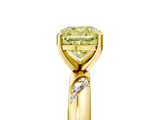 Yellow gold Fancy Yellow Cushion Cut Solitaire Diamond Engagement Ring with Twisted Pave Band and Four-Prong Setting_17