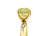 Yellow gold Fancy Yellow Cushion Cut Solitaire Diamond Engagement Ring with Twisted Pave Band and Four-Prong Setting_8