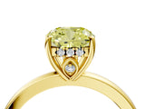 Yellow gold Fancy Yellow Cushion Cut Solitaire Diamond Ring with Prong Setting and Plain Band_4