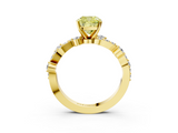 Yellow gold Fancy Yellow Cushion  Cut Solitaire Diamond Twisted Band with Pave Setting_50
